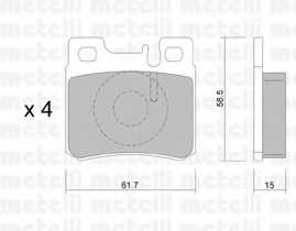 Колодки тормозные задние дисковые комплект Metelli для Mercedes Benz W124 / W126 / W210
