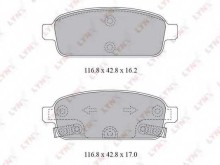 Колодки тормозные задние дисковые комплект Lynx для Chevrolet Cruze / Opel Astra J (2010>) R15 / R16 / R17