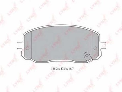 Колодки тормозные передние комплект Lynx для Kia Picanto 2005-2011 45x115x16mm