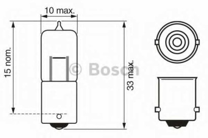 Лампа BOSCH 12V-10W BA9S отличается формой стекла