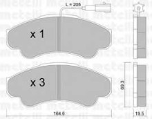 Колодки тормозные передние комплект Metelli для Fiat Ducato / Citroen Jumper 02> 164.6x19.2x69.3 / с датчиком износа / на длинную базу + ЕЛАБУГА Колодки тормозные передние комплект Metelli для Fiat Ducato / Citroen Jumper 02> 164.6x19.2x69.3 / с датчиком износа / на длинную базу + ЕЛАБУГА
