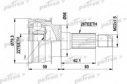 ШРУС наружный передний Patron для Mazda 323 (BA) / 323 (BG) / MX-3