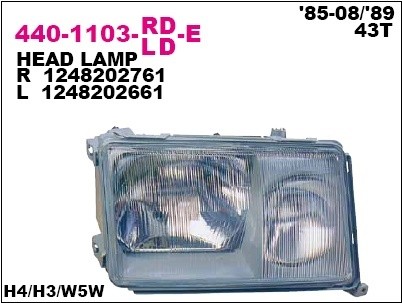 Фара правая Depo для Mercedes Benz W124 85-89