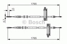Трос стояночного тормоза BOSCH для Ford Europa Focus I (1998-2004) 1770 / 1590 дисковые тормоза 2001-2005