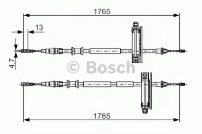 Трос стояночного тормоза BOSCH для Ford Europa Focus I (1998-2004) 1770 / 1590 дисковые тормоза 2001-2005