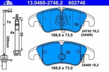 Колодки тормозные передние комплект ATE для Audi A4[B8] / A5 / S5 / Q5 С ДАТЧИКОМ ИЗНОСА КОЛОДОК