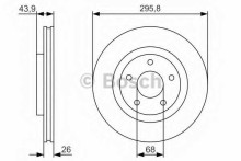Диск тормозной передний вентилируемый BOSCH для Qashqai J10 (2006>) / X-Trail (T31) (2007>) D-296mm h-26mm H!-44.4mm Диск тормозной передний вентилируемый BOSCH для Qashqai J10 (2006>) / X-Trail (T31) (2007>) D-296mm h-26mm H!-44.4mm