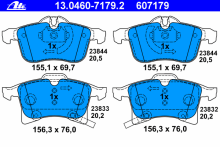 Колодки тормозные передние комплект ATE для Opel Astra G / H / Meriva / Corsa C / D / Zafira (F75) / B Колодки тормозные передние комплект ATE для Opel Astra G / H / Meriva / Corsa C / D / Zafira (F75) / B