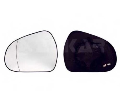 Стекло зеркала электрического левого Alkar для Peugeot 207 (2006>) / 308 (2007>) Left, glass+holder, aspherical, heated,