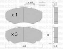 Колодки тормозные передние комплект Metelli для Fiat Ducato / Citroen Jumper 02> 140.8x19.3x66 / с датчиком износа / на среднюю и короткую базу + ЕЛАБУГА Колодки тормозные передние комплект Metelli для Fiat Ducato / Citroen Jumper 02> 140.8x19.3x66 / с датчиком износа / на среднюю и короткую базу + ЕЛАБУГА