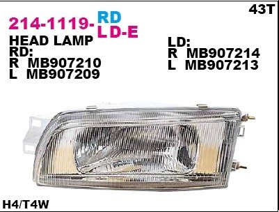 Фара левая Depo для Mitsubishi Lancer 92-96 без эл / регулировки