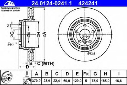 Диск тормозной задний ATE для BMW 7-СЕРИЯ F01 / F02 (2008>)