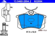 Колодки тормозные задние дисковые комплект ATE для Audi / VW / Peugeot 307 / Seat / Ford Колодки тормозные задние дисковые комплект ATE для Audi / VW / Peugeot 307 / Seat / Ford