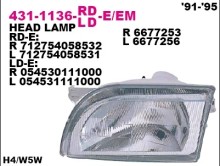 Фара левая Depo для Ford Transit 91-95 H4 / стекло Фара левая Depo для Ford Transit 91-95 H4 / стекло