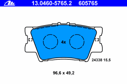Колодки тормозные задние дисковые комплект ATE для Toyota Camry V40 / RAV 4