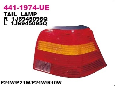 Фонарь задний правый Depo для VW Golf IV 97> красно-желтый