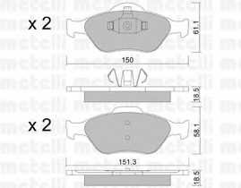 Колодки тормозные передние комплект Metelli для Ford Fusion (02>) / MAZDA2 (03-06)
