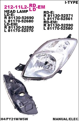 Фара правая Depo для Toyota Yaris (2005>) ДО 11 / 2008г.