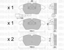 Колодки тормозные передние комплект Metelli для Audi A3 [8PA] / VW Golf V