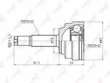 ШРУС наружный передний Lynx для Chevrolet Aveo (T200) / Aveo (T250) без ABS 22x52x22