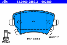 Колодки тормозные задние дисковые комплект ATE для Audi A4 03> / A6 02> / A8 03> Колодки тормозные задние дисковые комплект ATE для Audi A4 03> / A6 02> / A8 03>
