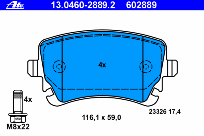 Колодки тормозные задние дисковые комплект ATE для Audi A4 03> / A6 02> / A8 03>