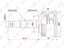 ШРУС наружный передний Lynx для Opel Corsa C / Meriva / Tigra Twintop 22x23x52x29(ABS)