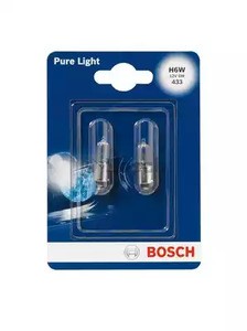 Комплект ламп BOSCH для ЛАМПА 12V 6W H6W Pure Light БЛИСТЕР 2 ШТ