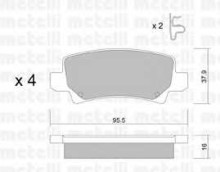 Колодки тормозные задние дисковые комплект Metelli для Toyota Corolla _E12 2000>