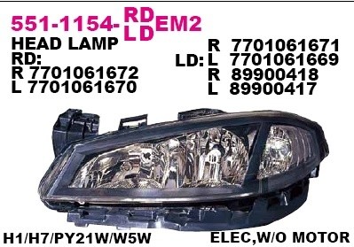 Фара правая Depo для Laguna II (2005-2008) Elec BLK