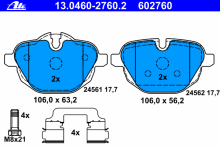 Колодки тормозные задние дисковые комплект ATE для 5-СЕРИЯ F10 / F11 (2009>) Колодки тормозные задние дисковые комплект ATE для 5-СЕРИЯ F10 / F11 (2009>)