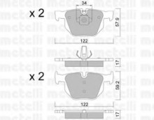 Колодки тормозные задние дисковые комплект Metelli для BMW X5 E70 (2007>) Колодки тормозные задние дисковые комплект Metelli для BMW X5 E70 (2007>)