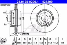 Диск тормозной передний вентилируемый ATE для Mercedes Benz W117 CLA (2013>)