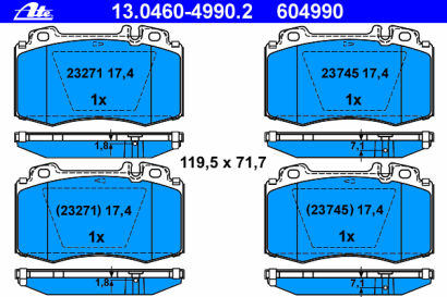 Колодки тормозные передние комплект ATE для Mercedes Benz W203 / W211 / W220