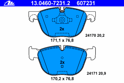 Колодки тормозные передние комплект ATE для BMW X5 E70 (2007>) / X6 E71 (2008>)