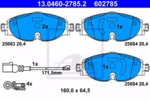Колодки тормозные передние комплект ATE для VW Golf VII (2012>) / Audi A3 [8V] (2013>) TRW GDB2143 без датчика износа