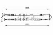 Трос стояночного тормоза BOSCH для Opel Astra H универсал. ДИСКОВЫЕ ТОРМ.