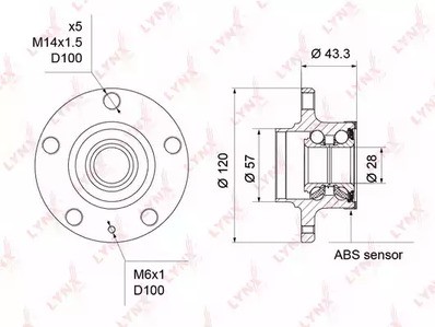 Ступица задняя Lynx для VW Polo 94-01