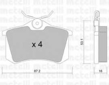 Колодки тормозные задние дисковые комплект Metelli для Renault Clio III (2005>)