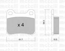 Колодки тормозные задние дисковые комплект Metelli MB W201 / 202 / 124