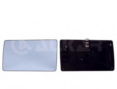 Стекло зеркала механического левого Alkar MB W124 / E 89> / W201 86> Left, glass+holder, flat, blue glass, heated