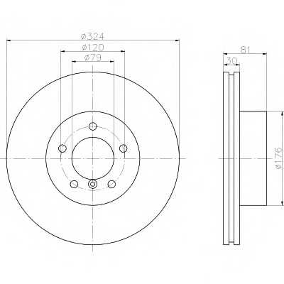 Диск тормозной передний вентилируемый Mintex для BMW 7-СЕРИЯ E65 (2001-2008)
