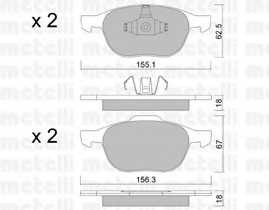 Колодки тормозные передние комплект Metelli для Ford Focus II / III, Mazda 3, Volvo S40