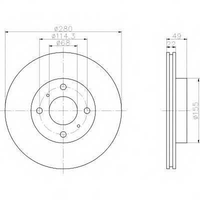 Диск тормозной передний вентилируемый Textar для Nissan Almera N16 / Primera P11 280x22x4