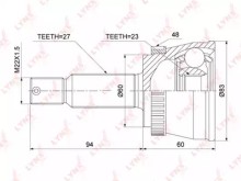 ШРУС наружный задний Lynx для Hyundai Tucson (2004>) / Kia Sportage (2004-2010) 23x60x27