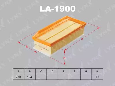 Фильтр воздушный Lynx для Renault Duster (2012>) Kaptur (2016>) VAZ Lada Largus (2012>) Lada Vesta (2015>) Lada X-Ray (2016>)