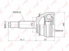 ШРУС наружный передний Lynx для Daewoo Nexia (1995-2016) 29X52X22 ШРУС наружный передний Lynx для Daewoo Nexia (1995-2016) 29X52X22