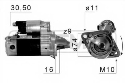 Стартер ERA для Toyota Corolla E12 (2001-2006) 12V 0.8KW, 1ZZFE 2ZZFE 3ZZFE 4ZZFE