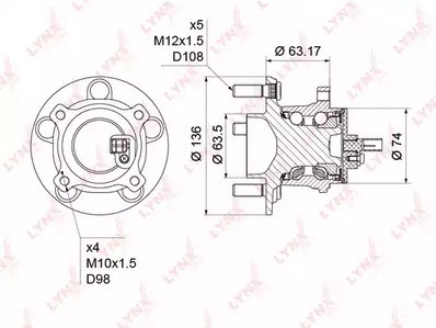 Ступица задняя Lynx для Ford Focus II / C-Max / ABS / / С ДАТЧИКОМ