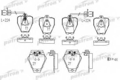 Колодки тормозные передние комплект Patron для Audi S-4, A-8
